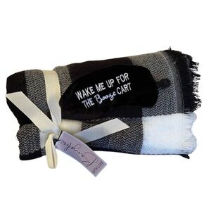 NEW Shiraleah Travel Blanket And Eye Mask Set - Wake Me For Booze